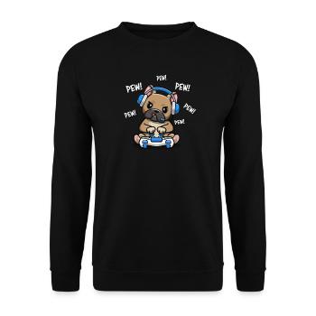 Französische Bulldogge - Unisex Pullover - Schwarz - Vorne - Alina (178cm) & Michal (187cm)