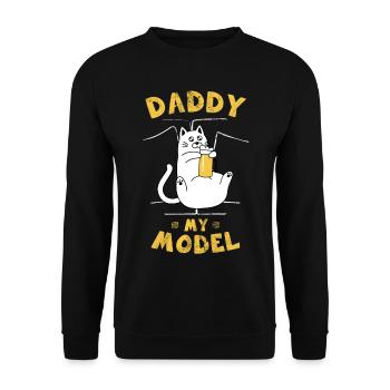 Humor Cat drinking a beer, like dad - Unisex Sweatshirt - black - Front - Alina (178cm) & Michal (187cm)