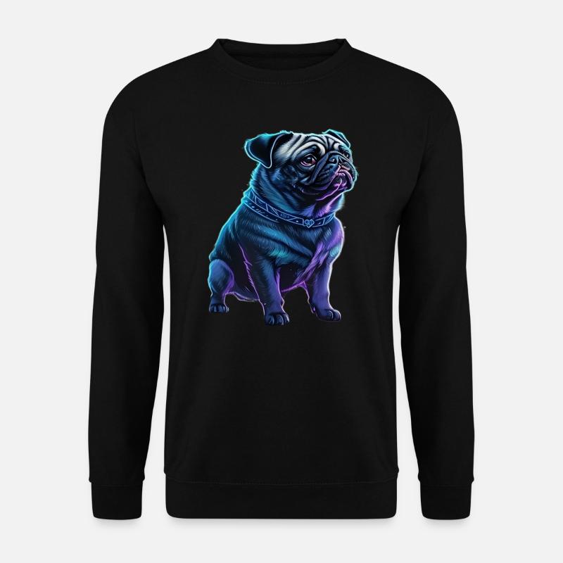 Futuristischer Neon-Mops - Unisex Pullover - Schwarz