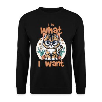 I do what I want - cat - Unisex Sweatshirt - black - Front - Alina (178cm) & Michal (187cm)