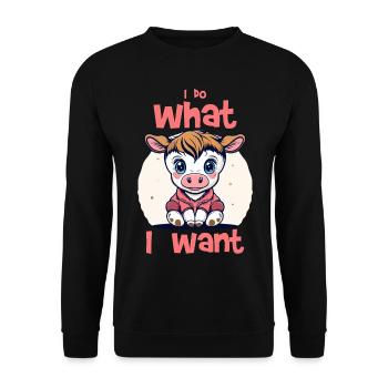 I do what I want - cow - Unisex Sweatshirt - black - Front - Alina (178cm) & Michal (187cm)