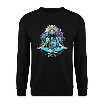 Jesus Christ Meditation Hippie Flower Power Yoga - Unisex Sweatshirt - black - Front - Alina (178cm) & Michal (187cm)