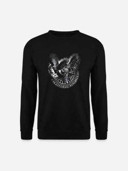 Walhalla Rabe Raben Odins Runen Nordischer Kompass - Unisex Pullover - Schwarz