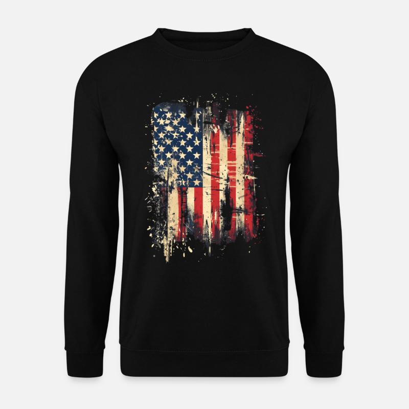 American Flag Grunge (on Black) - Unisex Sweatshirt - black