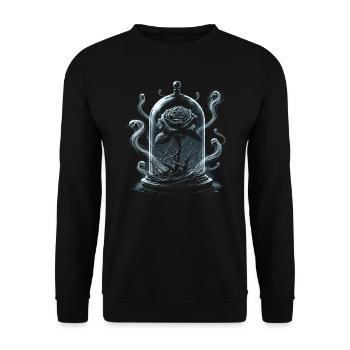 Gotische Schwarze Rose Dark Fantasy - Unisex Pullover - Schwarz - Vorne - Alina (178cm) & Michal (187cm)