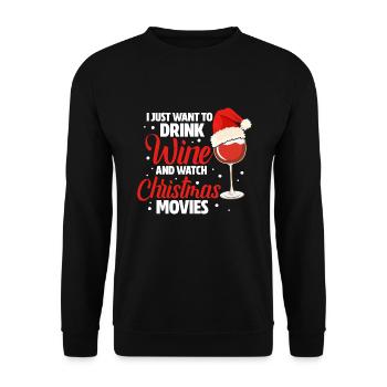 Wein Weihnachten - Unisex Pullover - Schwarz - Vorne - Alina (178cm) & Michal (187cm)