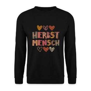 Herbst Mensch Dankbarkeit Blätter - Unisex Pullover - Schwarz - Vorne - Alina (178cm) & Michal (187cm)