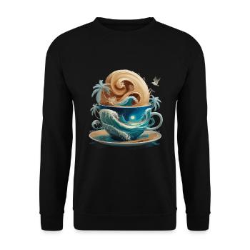 Tropical Beach Waves Kaffeetasse für eine - Unisex Pullover - Schwarz - Vorne - Alina (178cm) & Michal (187cm)