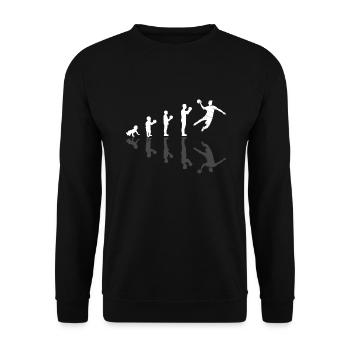 Handballer Handballspieler Handball Evolution - Unisex Pullover - Schwarz - Vorne - Alina (178cm) & Michal (187cm)