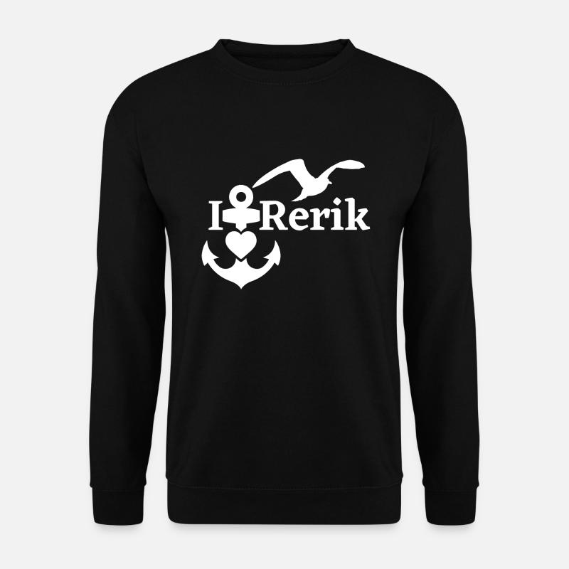 Rerik-Ich liebe Rerik mit Anker Herz & Möwe-Ostsee - Unisex Pullover - Schwarz