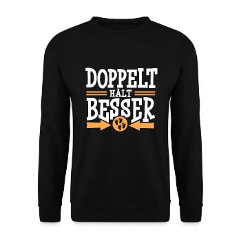 Zwillingspapa Zwillingsvater Papa Vater Zwillinge - Unisex Pullover - Schwarz - Vorne - Alina (178cm) & Michal (187cm)