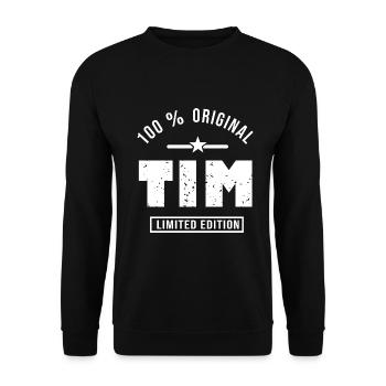 Tim original personalized gift first name tim - Unisex Sweatshirt - black - Front - Alina (178cm) & Michal (187cm)