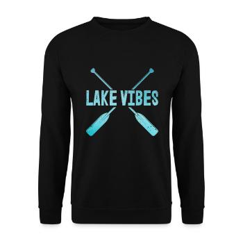 Lake Vibes Summer | Vacation Lake Lover - Unisex Sweatshirt - black - Front - Alina (178cm) & Michal (187cm)