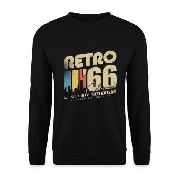 Rétro 1966 Classique Vintage Cadeau d’anniversaire - Sweat-shirt Unisexe - noir - Devant - Alina (178cm) & Michal (187cm)