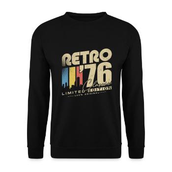 Rétro 1976 Classique Vintage Cadeau d’anniversaire - Sweat-shirt Unisexe - noir - Devant - Alina (178cm) & Michal (187cm)