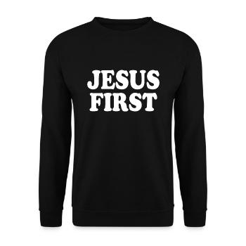 Jesus first - Sweat-shirt Unisexe - noir - Devant - Alina (178cm) & Michal (187cm)