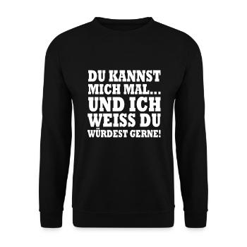 du kannst mich mal und ich weiss du würdest gerne - Unisex Pullover - Schwarz - Vorne - Alina (178cm) & Michal (187cm)