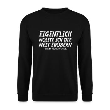 Die Welt erobern Fun - Unisex Pullover - Schwarz - Vorne - Alina (178cm) & Michal (187cm)