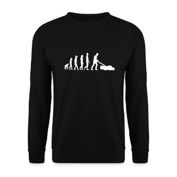 Gärtnern Gärtner Gärtnerin Rasenmäher Evolution - Unisex Pullover - Schwarz - Vorne - Alina (178cm) & Michal (187cm)