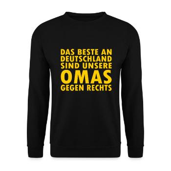 Omas gegen rechts - Unisex Pullover - Schwarz - Vorne - Alina (178cm) & Michal (187cm)