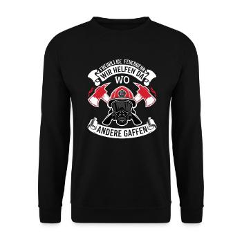 Freiwillige Feuerwehr freiwilliger Feuerwehrmann - Unisex Pullover - Schwarz - Vorne - Alina (178cm) & Michal (187cm)