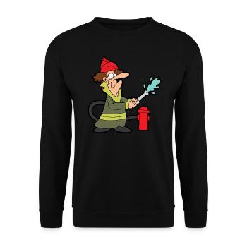 feuerwehrmann Feuerwehr Feuer Brand Hydrant 112 - Unisex Pullover - Schwarz - Vorne - Alina (178cm) & Michal (187cm)