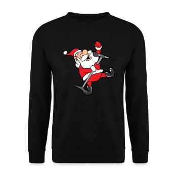 Lustiger Weihnachtsmann Santa Claus Weihnachten - Unisex Pullover - Schwarz - Vorne - Alina (178cm) & Michal (187cm)