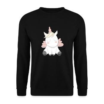 Licorne licorne mignon motif animal animaux design - Sweat-shirt Unisexe - noir - Devant - Alina (178cm) & Michal (187cm)