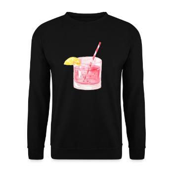 Gin Getränk Limonade Strohhalm - Unisex Pullover - Schwarz - Vorne - Alina (178cm) & Michal (187cm)