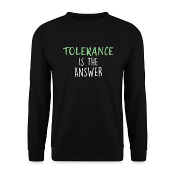 mehr Toleranz! - Unisex Pullover - Schwarz - Vorne - Alina (178cm) & Michal (187cm)