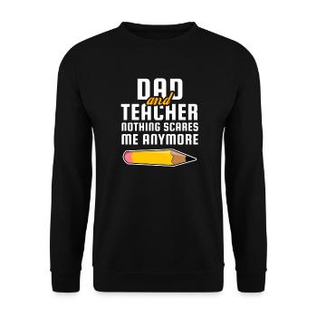 Teacher and father - Unisex Sweatshirt - black - Front - Alina (178cm) & Michal (187cm)