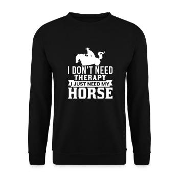 Pferd Therapie Pferde Reiter reiten Reiterin Motiv - Unisex Pullover - Schwarz - Vorne - Alina (178cm) & Michal (187cm)
