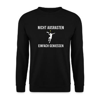 Tennis Ballsport Tennisspieler Hobby Geschenk idee - Unisex Pullover - Schwarz - Vorne - Alina (178cm) & Michal (187cm)