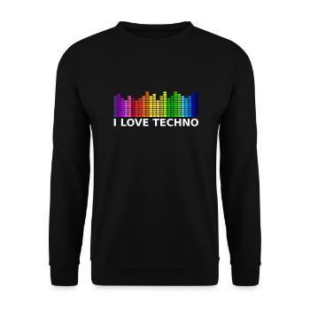 J'aime la techno - Sweat-shirt Unisexe - noir - Devant - Alina (178cm) & Michal (187cm)