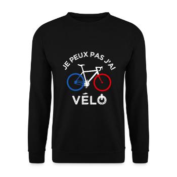 Je peux pas j ai vélo Humour cycliste velo - Sweat-shirt Unisexe - noir - Devant - Alina (178cm) & Michal (187cm)