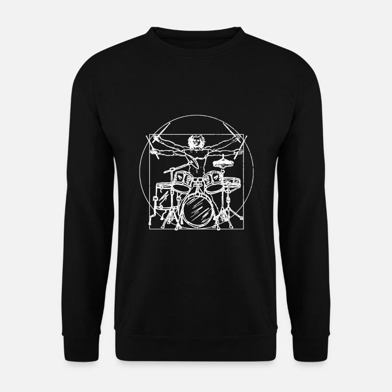 Schlagzeug Geschenk: Da Vinci Zeichung - Unisex Pullover - Schwarz
