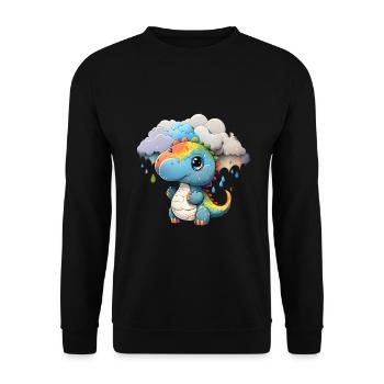 Dinosaur Child Rainbow Gift - Unisex Sweatshirt - black - Front - Alina (178cm) & Michal (187cm)
