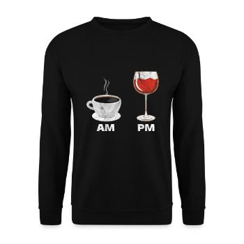 Coffee Wine Espresso Red Wine Wine Glass Gift - Unisex Sweatshirt - black - Front - Alina (178cm) & Michal (187cm)