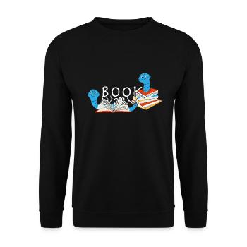 Bücherwurm Leseratte - Unisex Pullover - Schwarz - Vorne - Alina (178cm) & Michal (187cm)