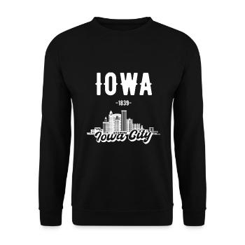 Iowa City Skyline Geschenk - Unisex Pullover - Schwarz - Vorne - Alina (178cm) & Michal (187cm)
