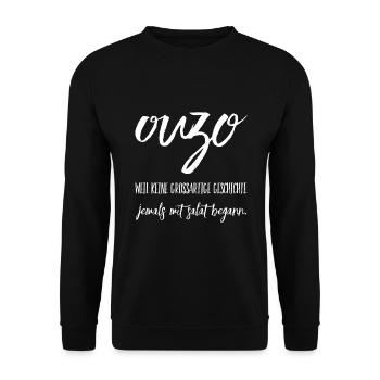 Lustiger Griechischer Spruch Griechenland Geschenk - Unisex Pullover - Schwarz - Vorne - Alina (178cm) & Michal (187cm)