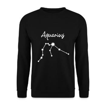 Aquarius Sternzeichen Wassermann Geschenk - Unisex Pullover - Schwarz - Vorne - Alina (178cm) & Michal (187cm)