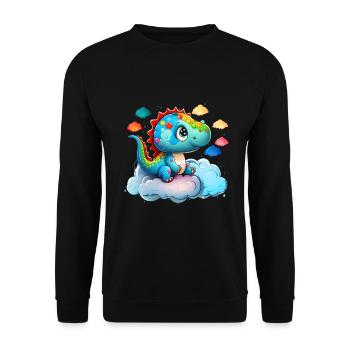 Dinosaurier Baby Kind Regenbogen Geschenk - Unisex Pullover - Schwarz - Vorne - Alina (178cm) & Michal (187cm)