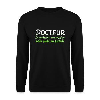 Arzt, Arzt, Krankenschwester, Gesundheit und weißer Kittel - Unisex Pullover - Schwarz - Vorne - Alina (178cm) & Michal (187cm)