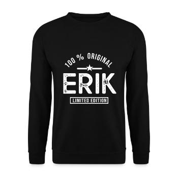 Geschenk Erik personalisierter Vorname erik - Unisex Pullover - Schwarz - Vorne - Alina (178cm) & Michal (187cm)