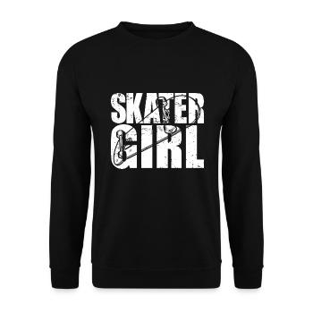Skater Girl | Skateboard pour Skateboarder - Sweat-shirt Unisexe - noir - Devant - Alina (178cm) & Michal (187cm)