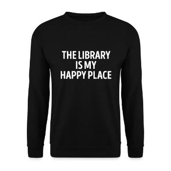 La bibliothèque est mon endroit heureux Livresques - Sweat-shirt Unisexe - noir - Devant - Alina (178cm) & Michal (187cm)