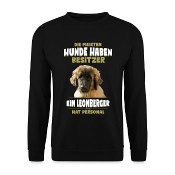 Leonberger Tshirt - Leonberger Hund Shirt - Unisex Pullover - Schwarz - Vorne - Alina (178cm) & Michal (187cm)