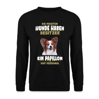 Papillon Tshirt - Papillon Hund Shirt - Unisex Pullover - Schwarz - Vorne - Alina (178cm) & Michal (187cm)