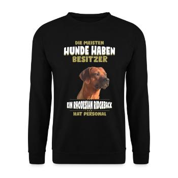 Rhodesian Ridgeback Tshirt - Rhodesian Ridgeback - Unisex Pullover - Schwarz - Vorne - Alina (178cm) & Michal (187cm)